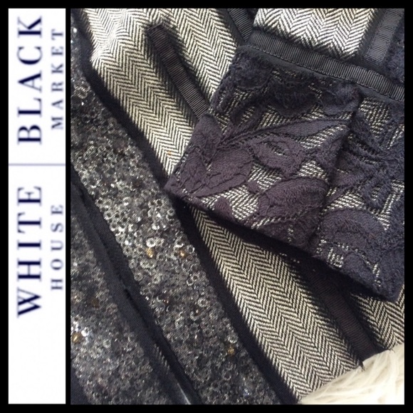 WHBM Herringbone Lace & Sequin Blazer - Picture 2 of 6